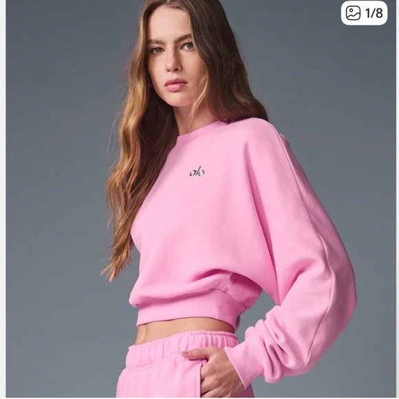 ALO Yoga Cropped Accolade Crewneck – Sweet Pink 💕✨💖 - Picture 1 of 3